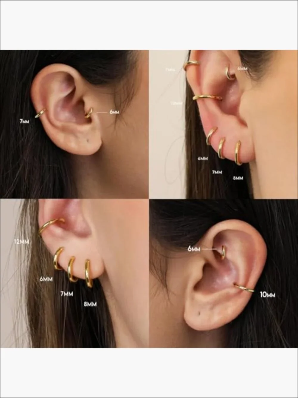 Hypoallergenic 14K Gold Plated Hoop Earrings Set for Sensitive Ears - Picture 4 of 7